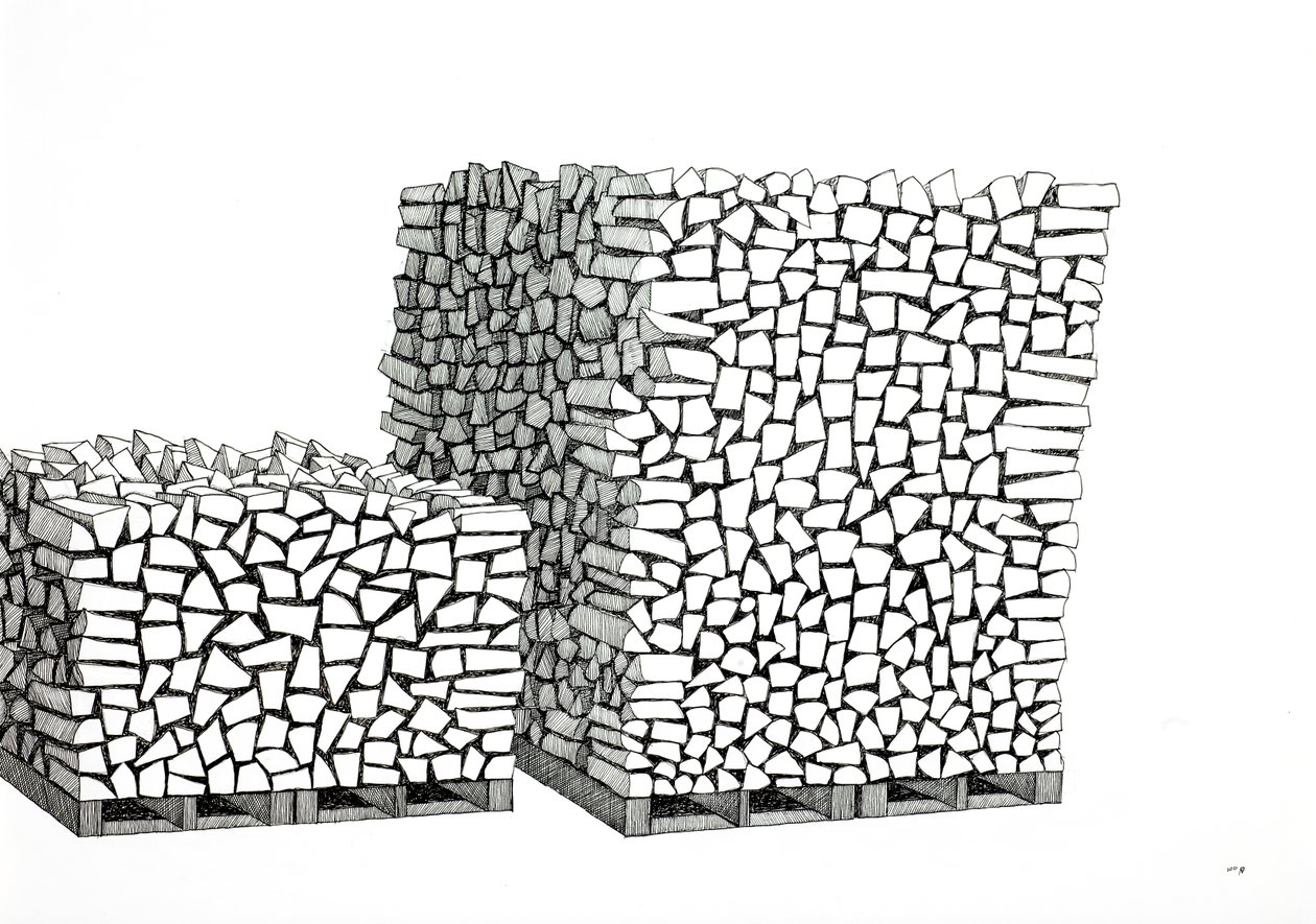 Brandhout pallets door Alex Dunn