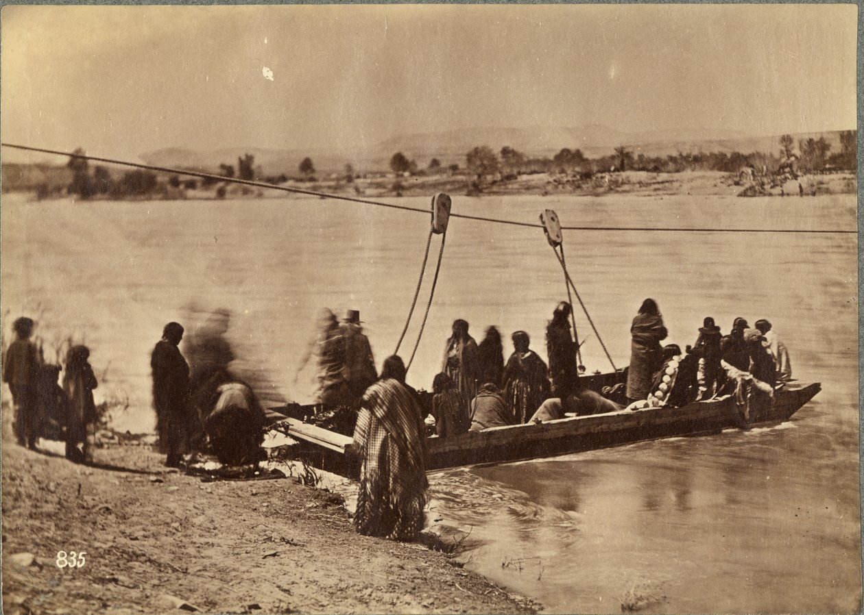 Veerboot nabij Fort Laramie, Dakota, 1868 door Alexander Gardner