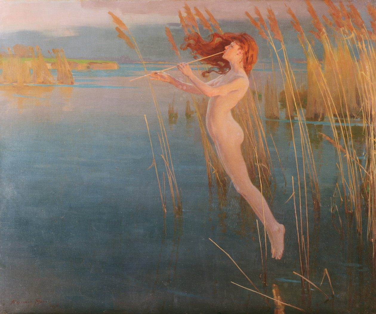 De lange kreet van de rietstengels in de avond, 1896 door Alexander Mann