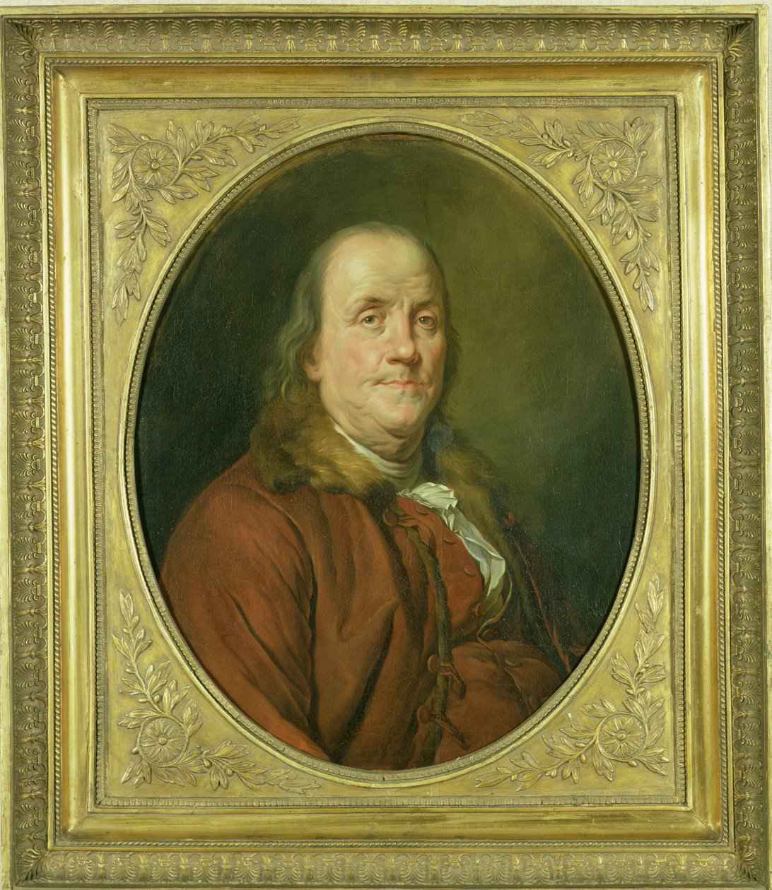 Portret van Benjamin Franklin, naar een portret door Joseph Siffrede-Duplessis (1725-1802) c.1780-90 door Alexander Roslin