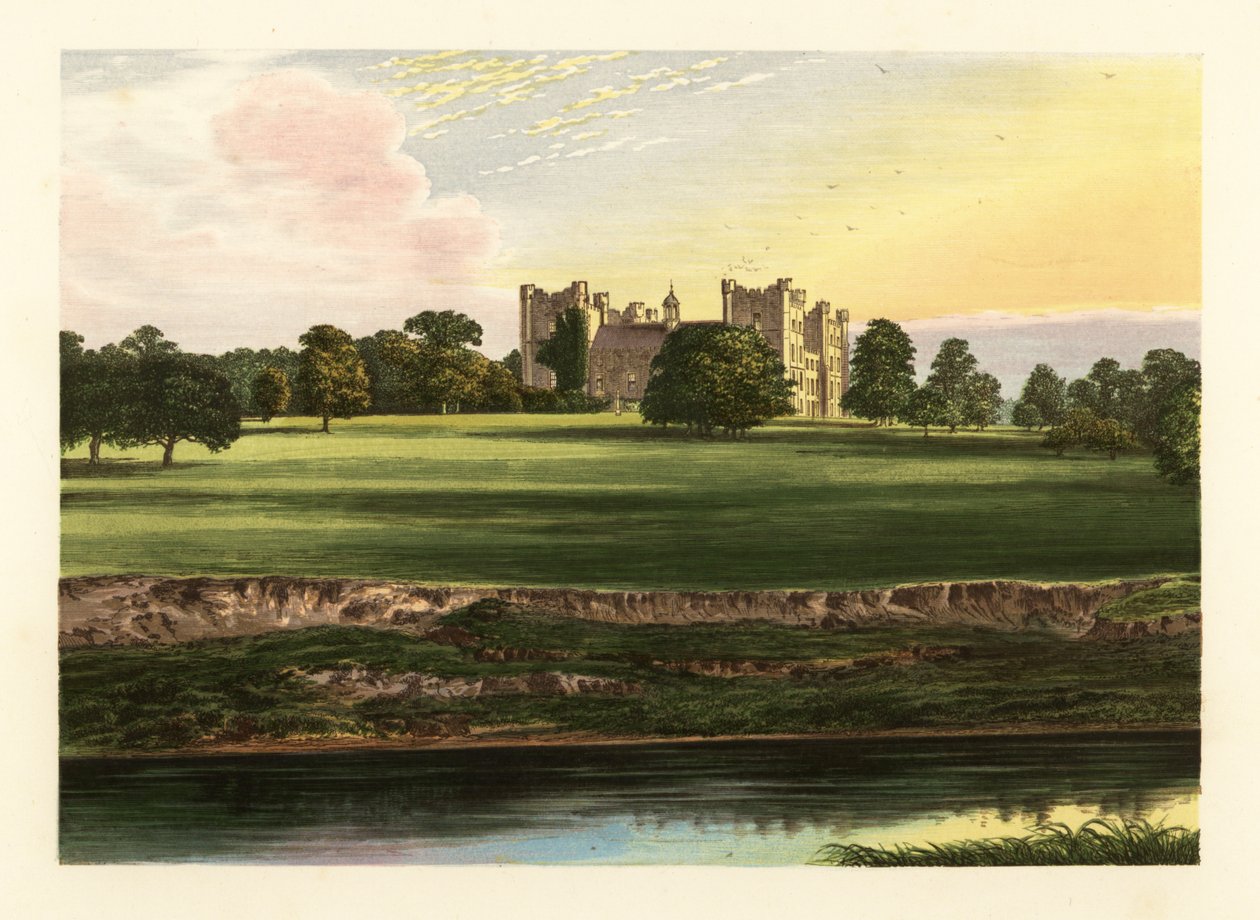 Lumley Castle, Durham, Engeland. door Alexander Francis (after) Lydon