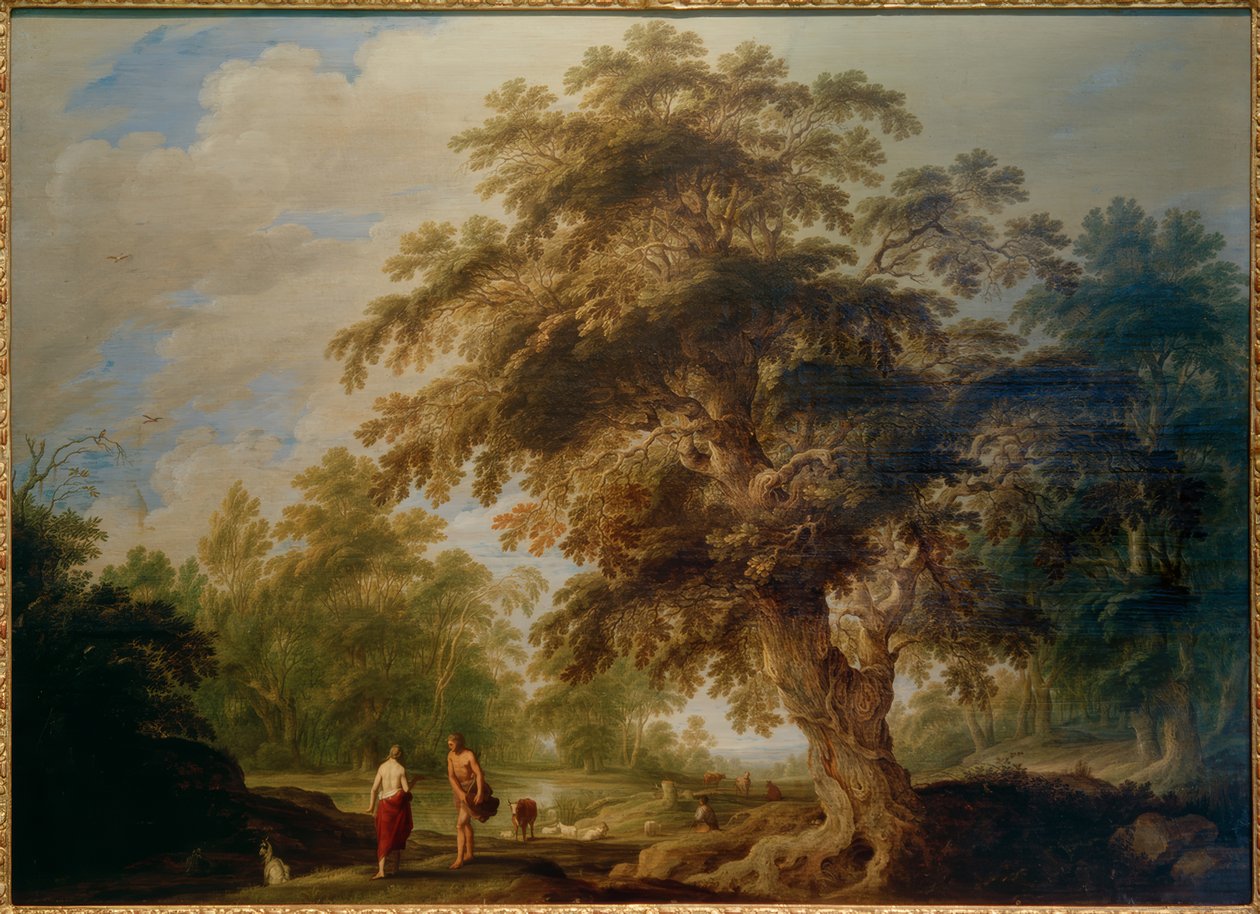 Landschap met Apollo en de Cumaeïsche Sibylle door Alexander Keirncx