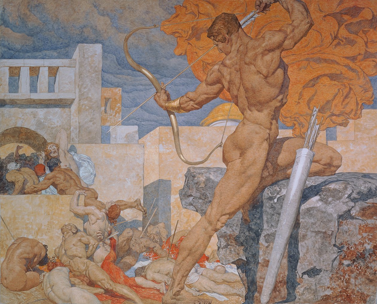 Apollo, de pestpijlen zendend door Alexander Rothaug