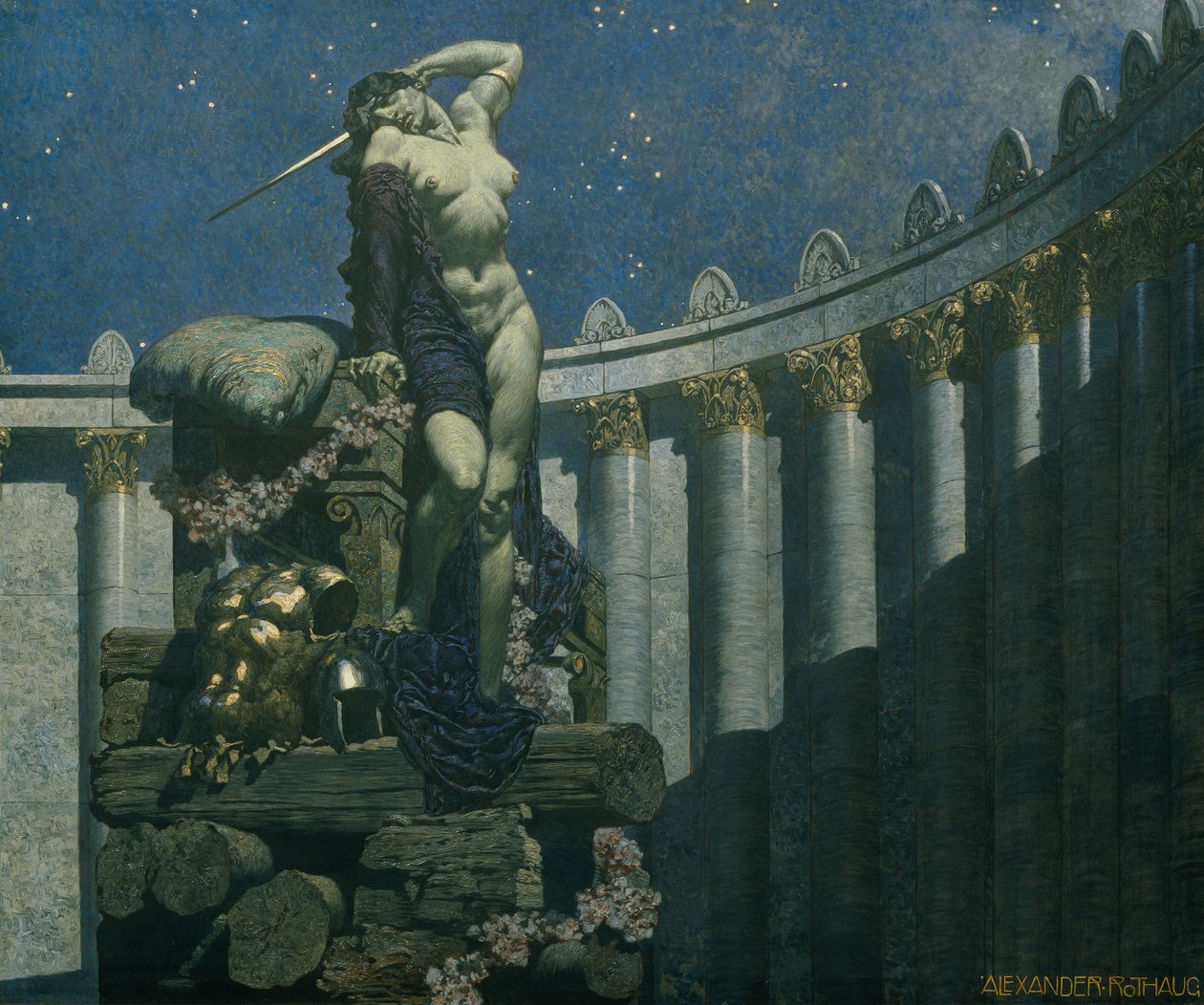 Dido op de brandstapel door Alexander Rothaug