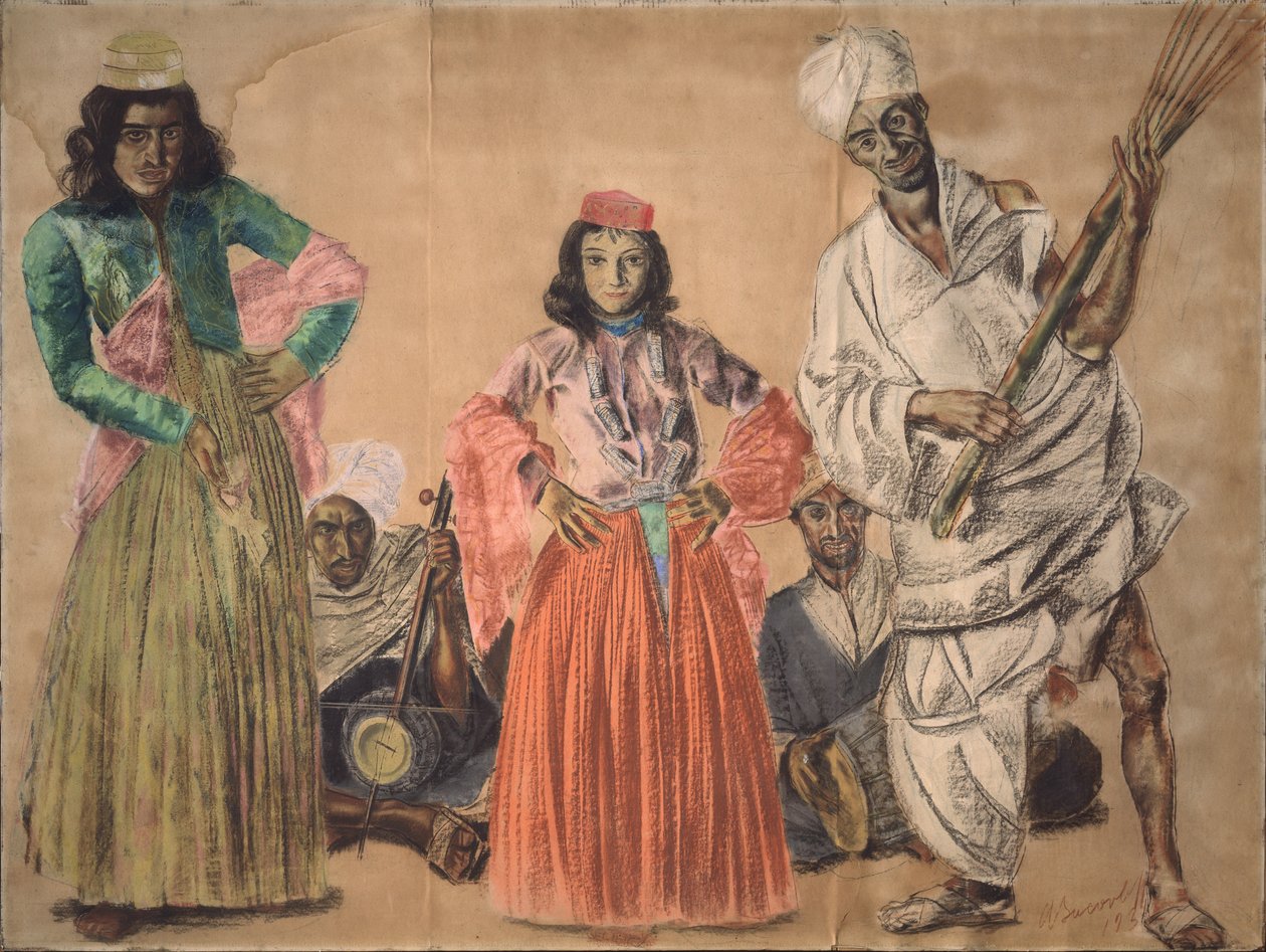 Muzikanten in Srinagar, 1932 door Alexander Yevgenyevich Yakovlev