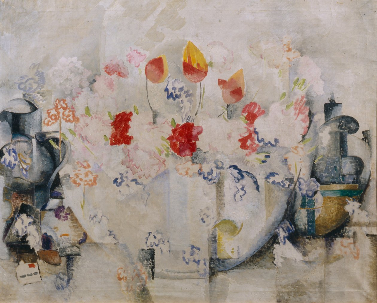 Vaas met bloemen door Alexandra Alexandrowna Exter
