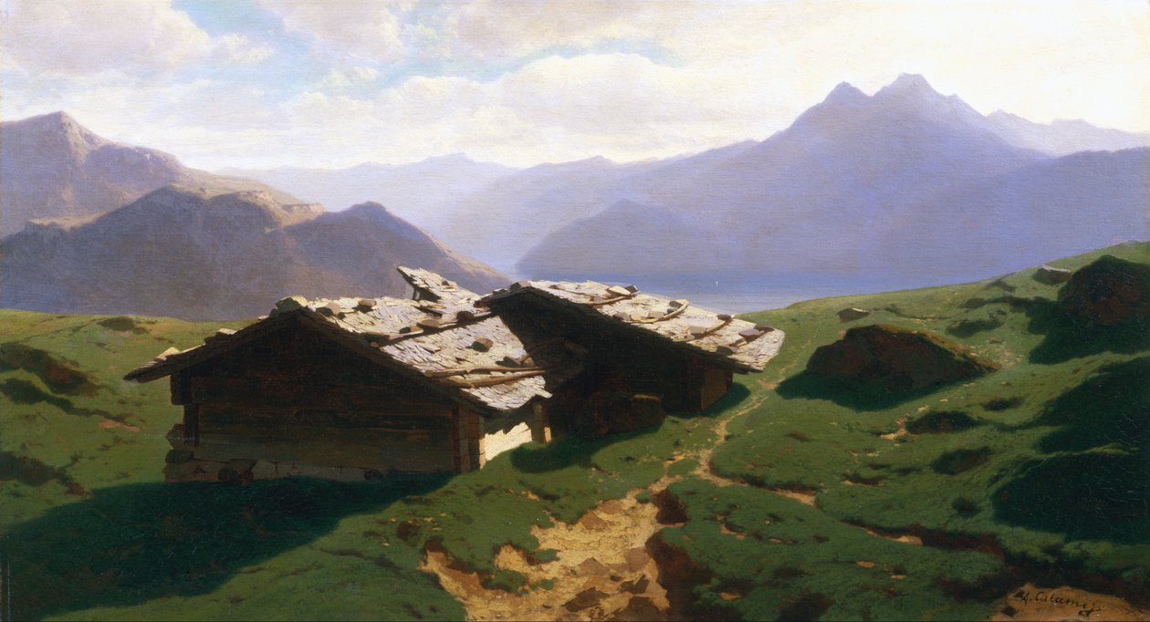 Chalets bij Rigi door Alexandre Calame