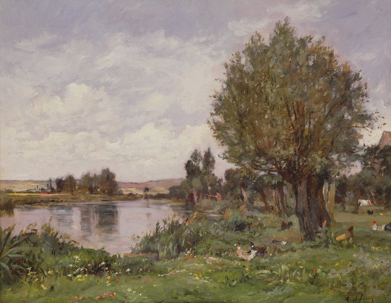 Landelijk rivierscène, 1875 door Alexandre Defaux