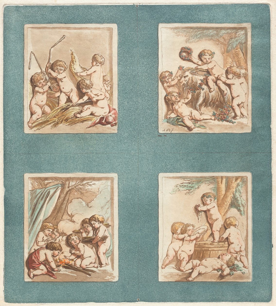 De vier seizoenen door Alexandre Briceau after Jean Baptiste Hüet, I
