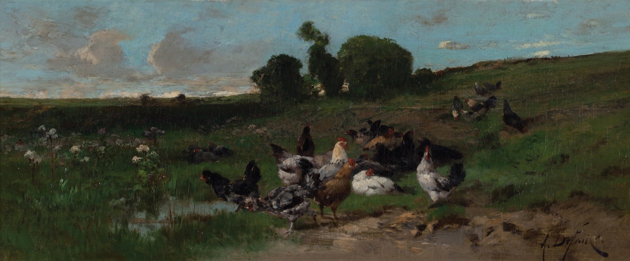 Geanimeerd landschap van kippen door Alexandre Defaux