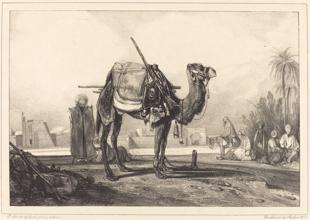 Kameel en Arabieren door Alexandre Gabriel Decamps