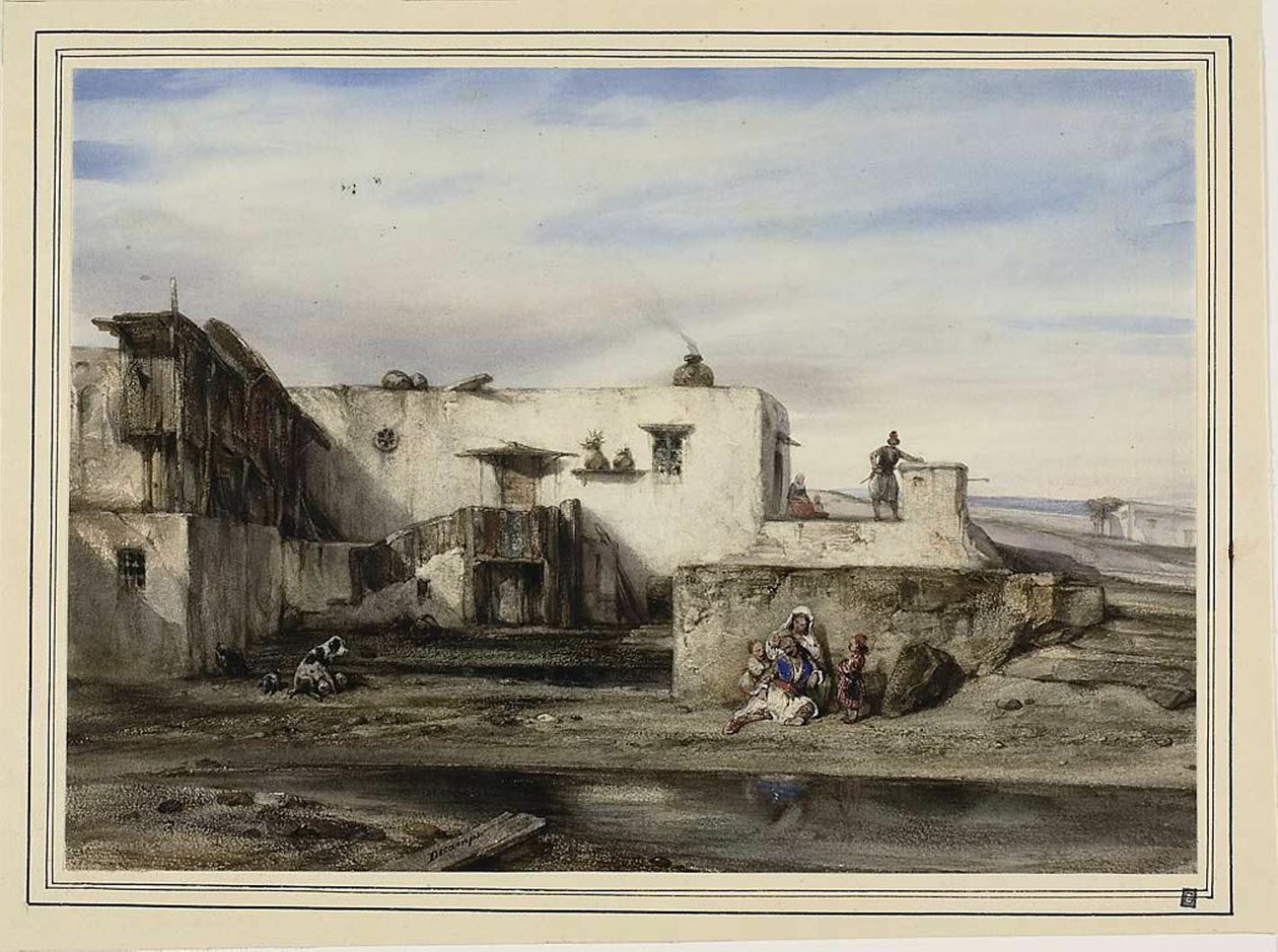 Grieks dorp door Alexandre Gabriel Decamps