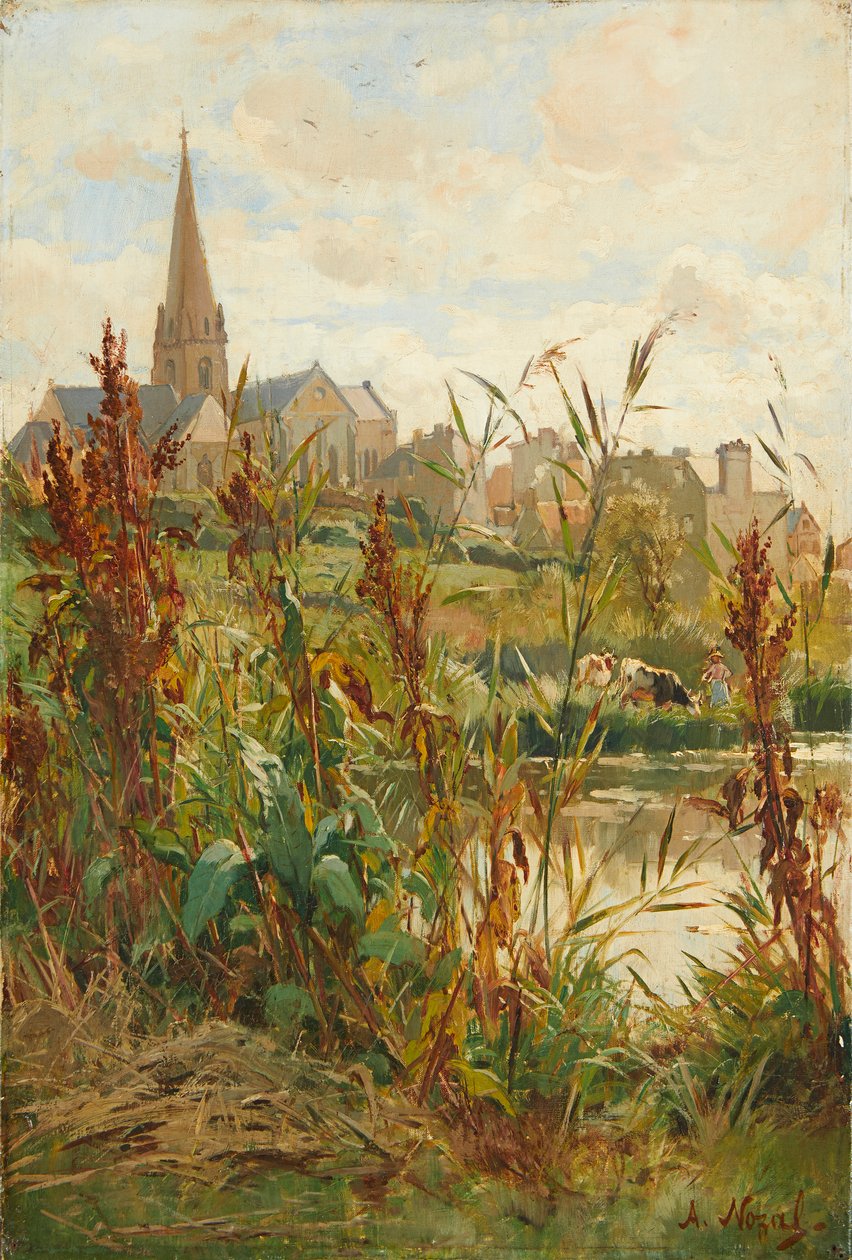 Kerk bij de rivier door Alexandre Nozal