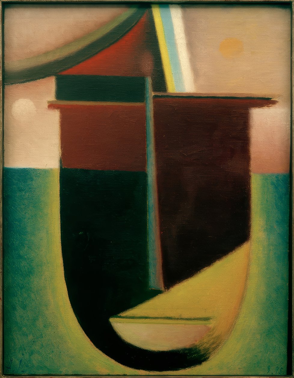 Abstract hoofd: Licht en duisternis door Alexej von Jawlensky