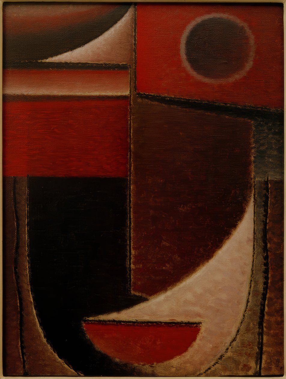 Abstract hoofd: Rood licht, 1930 door Alexej von Jawlensky