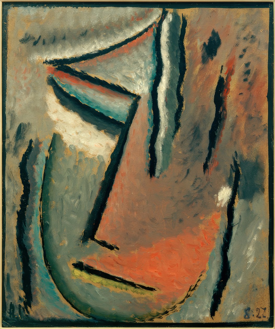 Abstract hoofd: Stille pijn door Alexej von Jawlensky