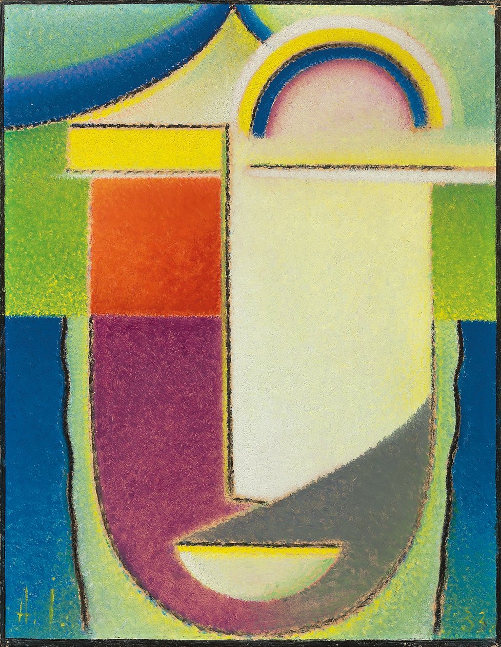 Abstract Hoofd: Pasen, 1933 door Alexej von Jawlensky