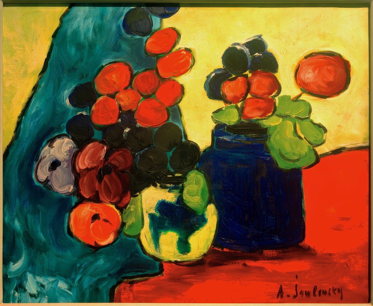 Op rood doek door Alexej von Jawlensky