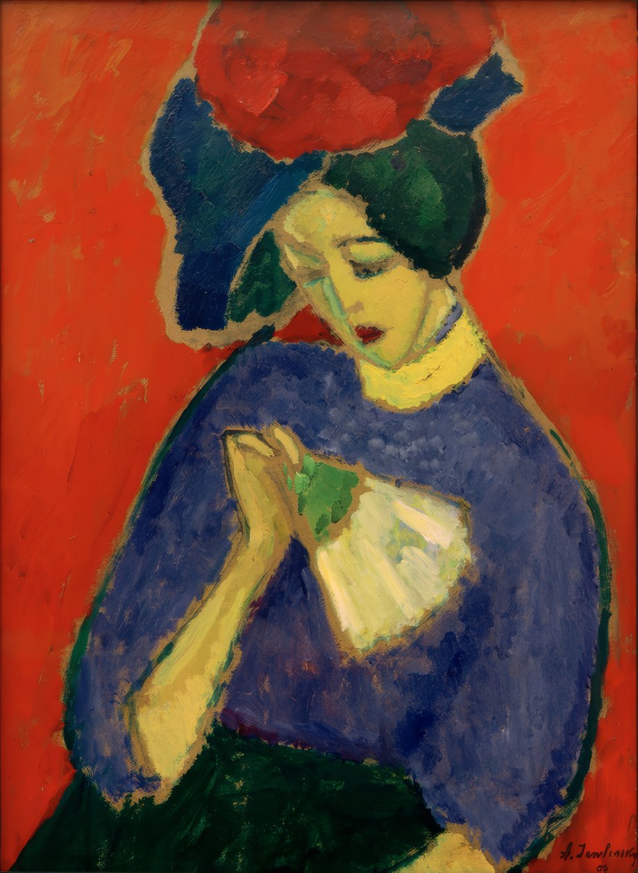 Dame met waaier door Alexej von Jawlensky
