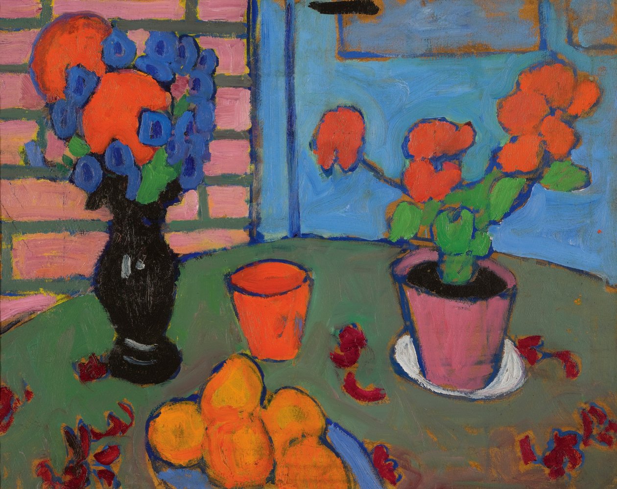 Stilleven met bloemen en sinaasappels door Alexej von Jawlensky