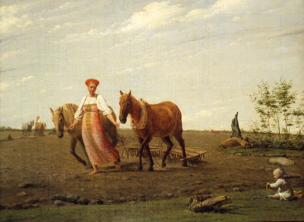 Russisch: "In het geploegde veld. Lente" In het geploegde veld. Lente door Alexey Venetsianov
