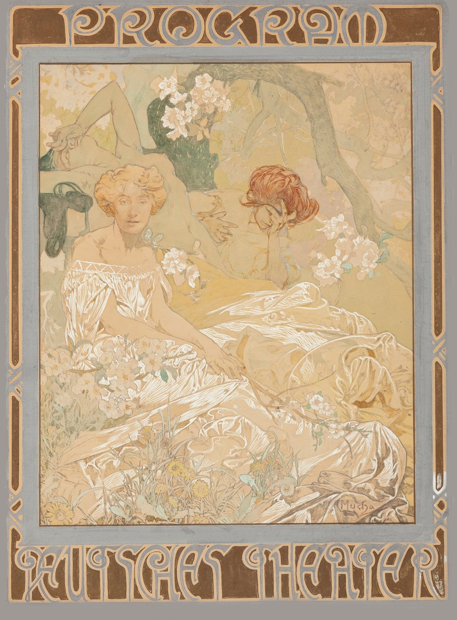 Deutsches Schauspielhaus. Theaterprogramma, 1908 door Alfons Marie Mucha