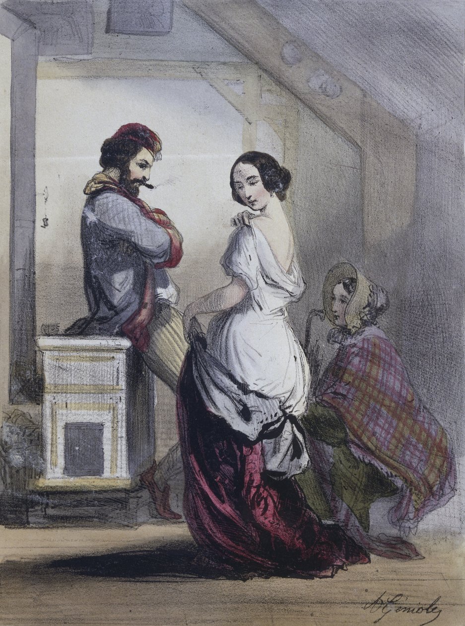 Kunstenaar en model, 1850 door Alfred Andre Geniole
