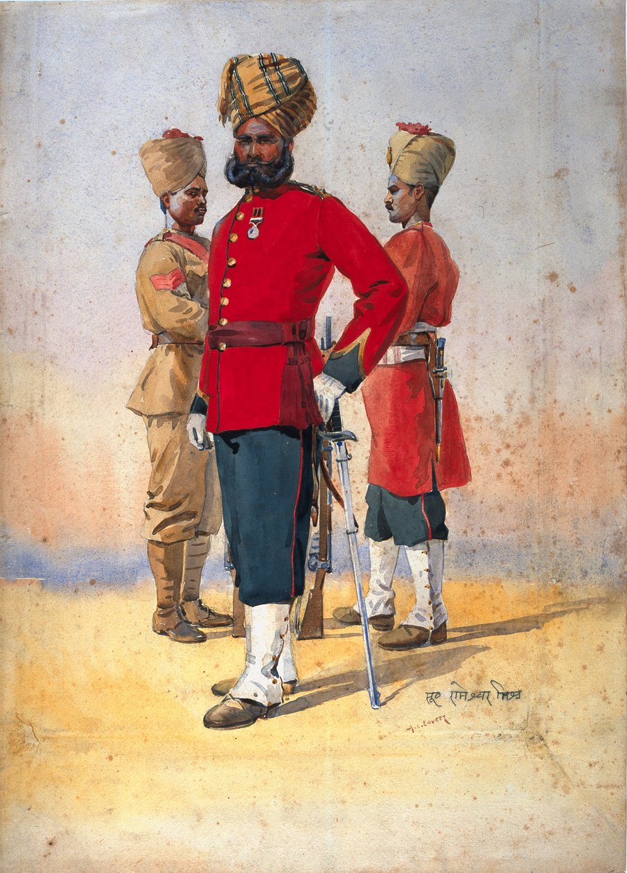 Soldaten van de 1e en 3e Brahmanen, Subadar, illustratie voor 