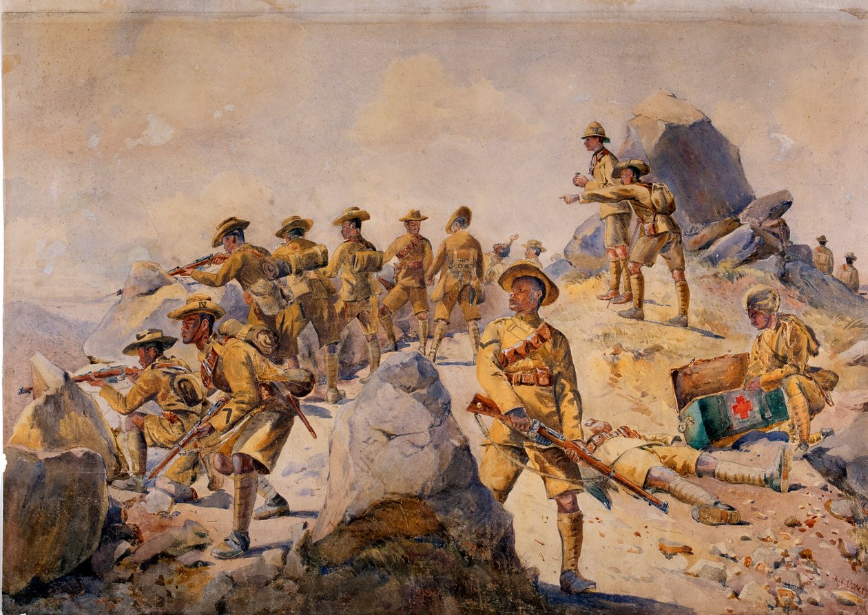 Soldaten van de 4e Gurkha Rifles, illustratie voor 