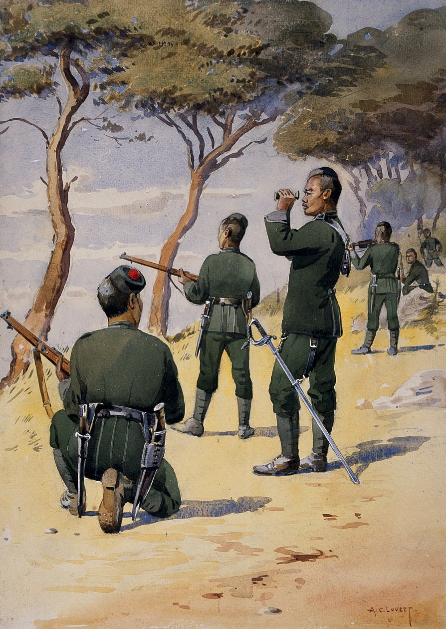 Soldaten van de 6e Gurkha Rifles, illustratie voor 