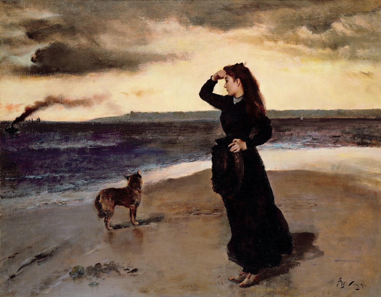 Afscheid aan de kust, 1891 door Alfred Emile Stevens