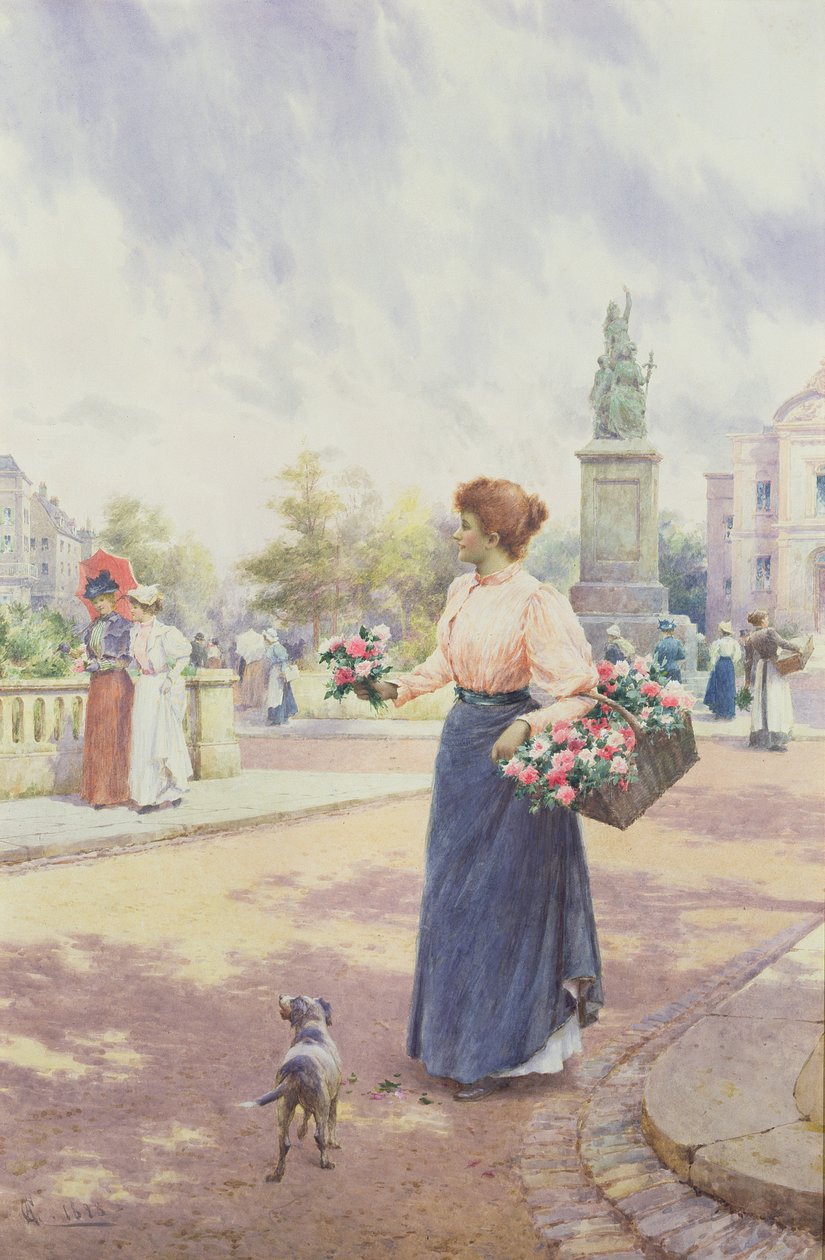 Een Parijse bloemenverkoopster, 1898 door Alfred, Jr. Glendening