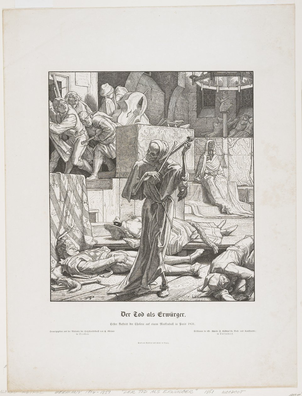 De dood als wurgengel, 1851 door Alfred Rethel