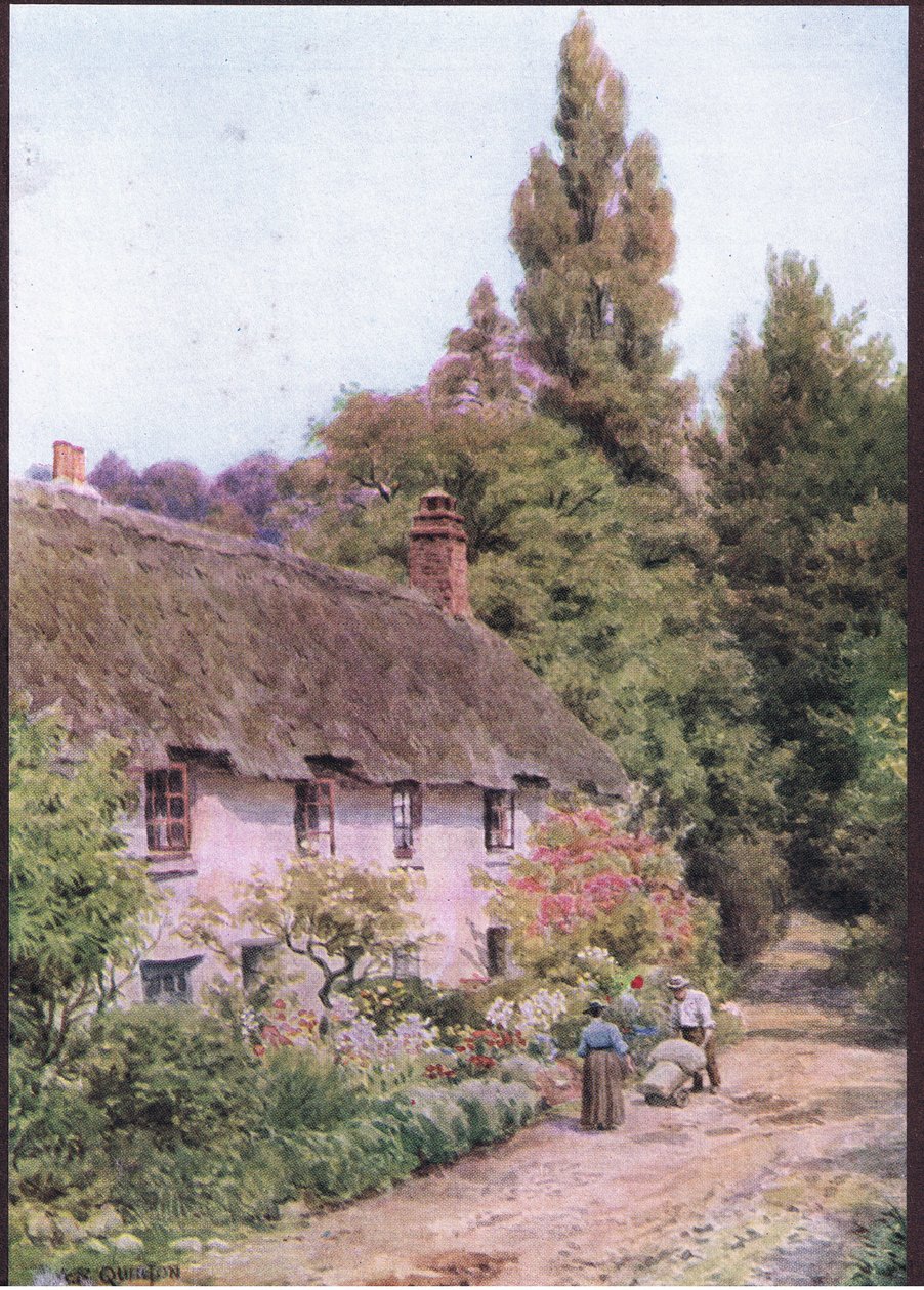 Cottages bij Dunster, Somerset, uit The Cottages and the Village Life of Rural England gepubliceerd door Dent & Sons Limited, 1912 door Alfred Robert Quinton