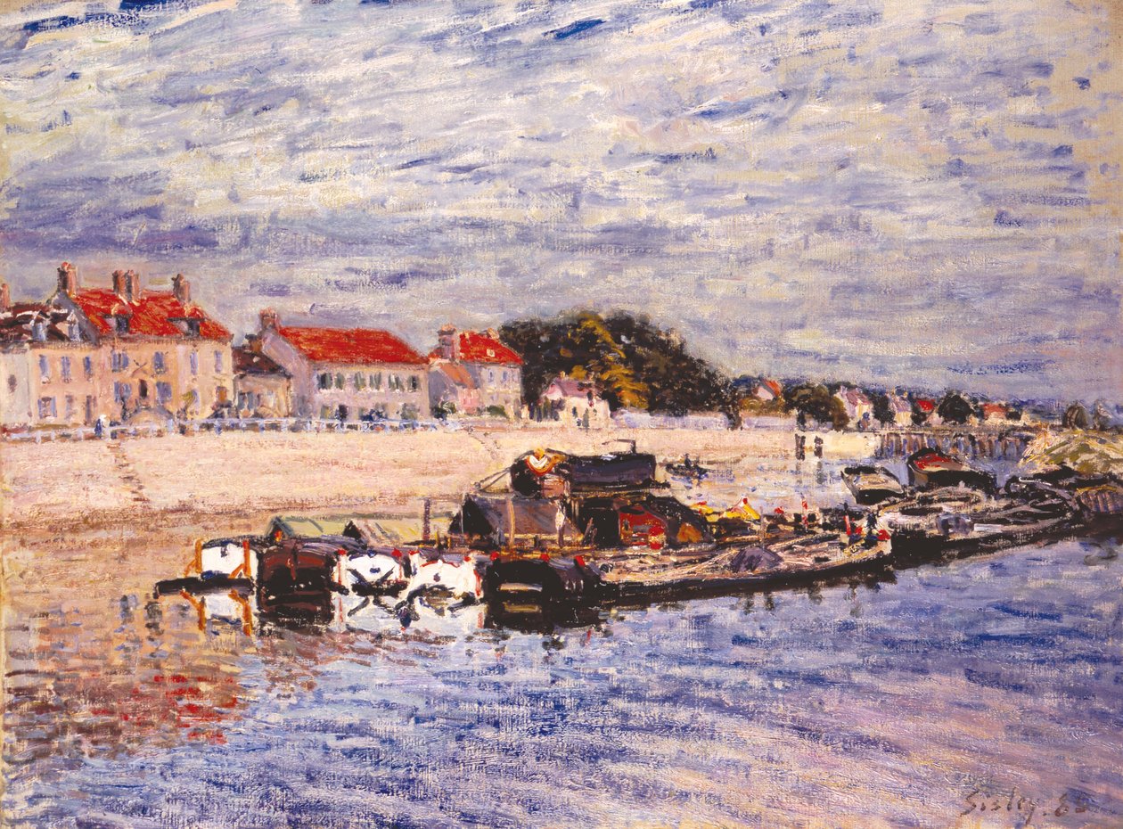 Aken op de Loing in Saint-Mammès door Alfred Sisley