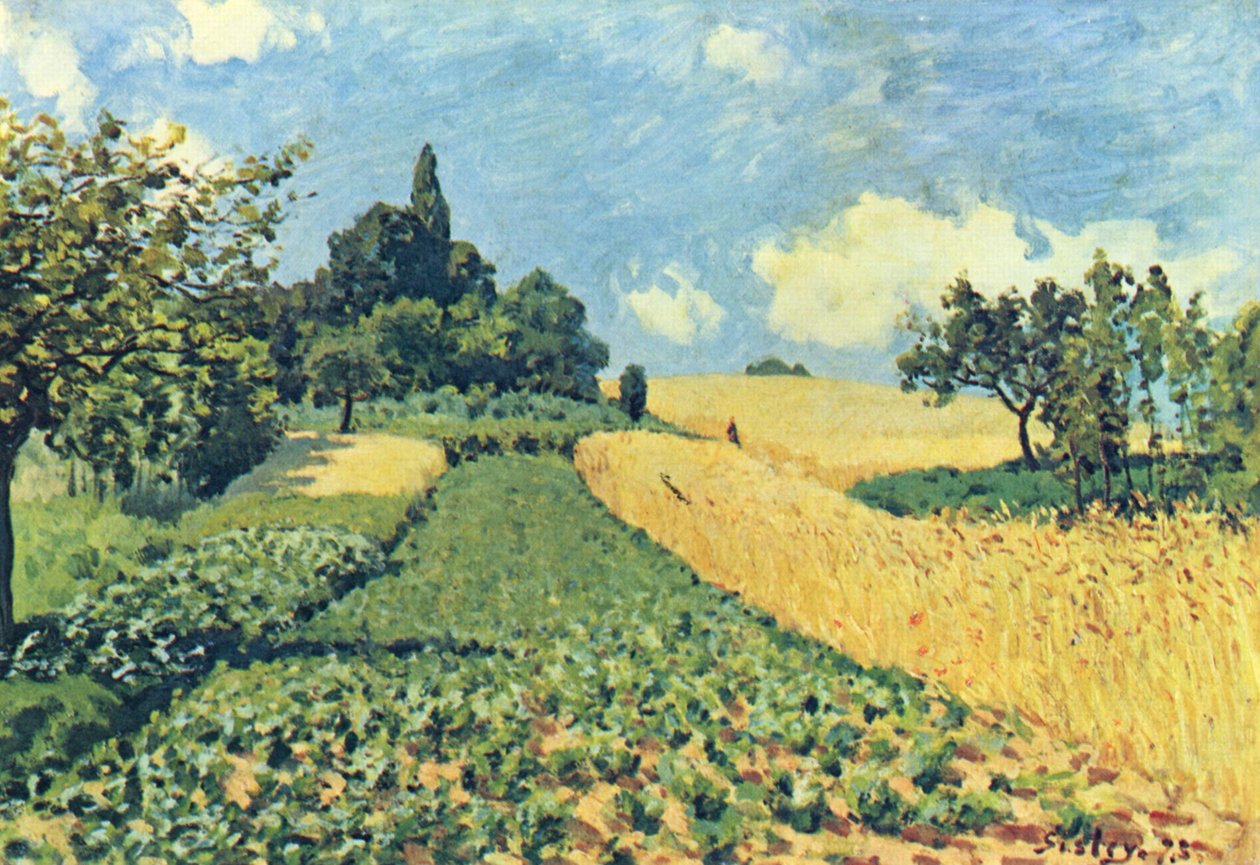 Graanvelden op de heuvels van Argenteuil door Alfred Sisley