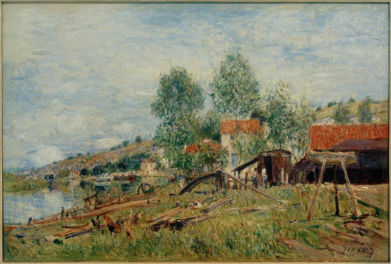 De werf in St. Mammès door Alfred Sisley