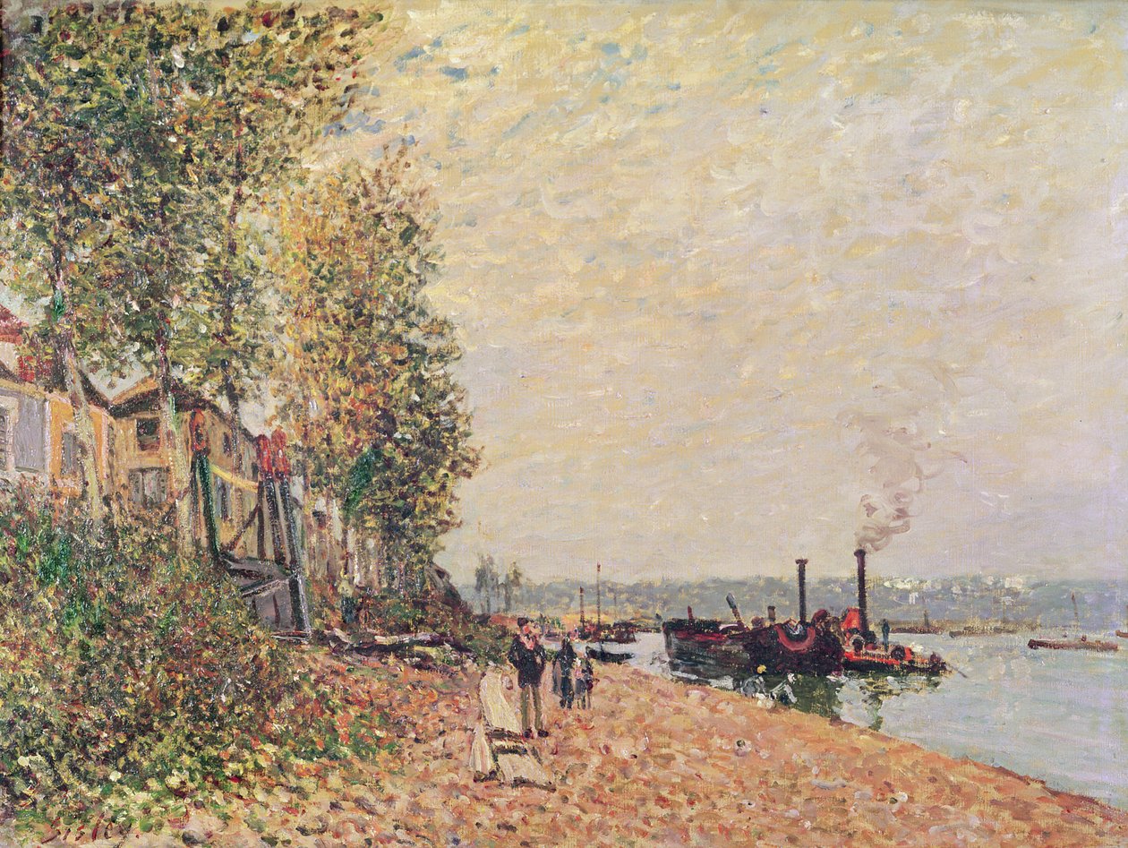 Stoomschepen op de Loing bij Saint-Mammes, 1877 door Alfred Sisley