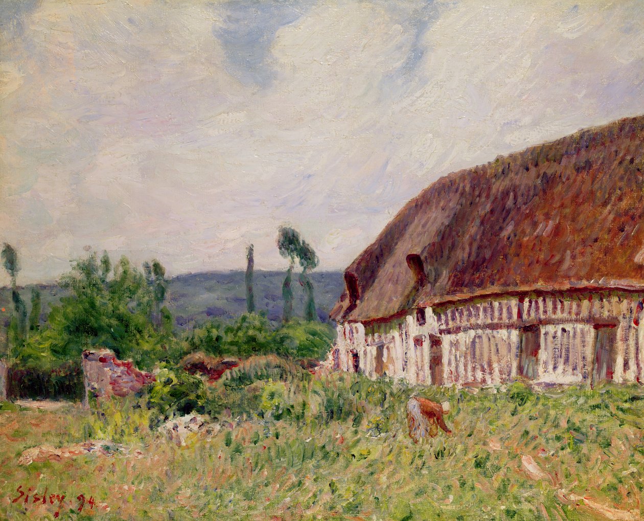 Rieten huisje in Normandië, 1894 door Alfred Sisley