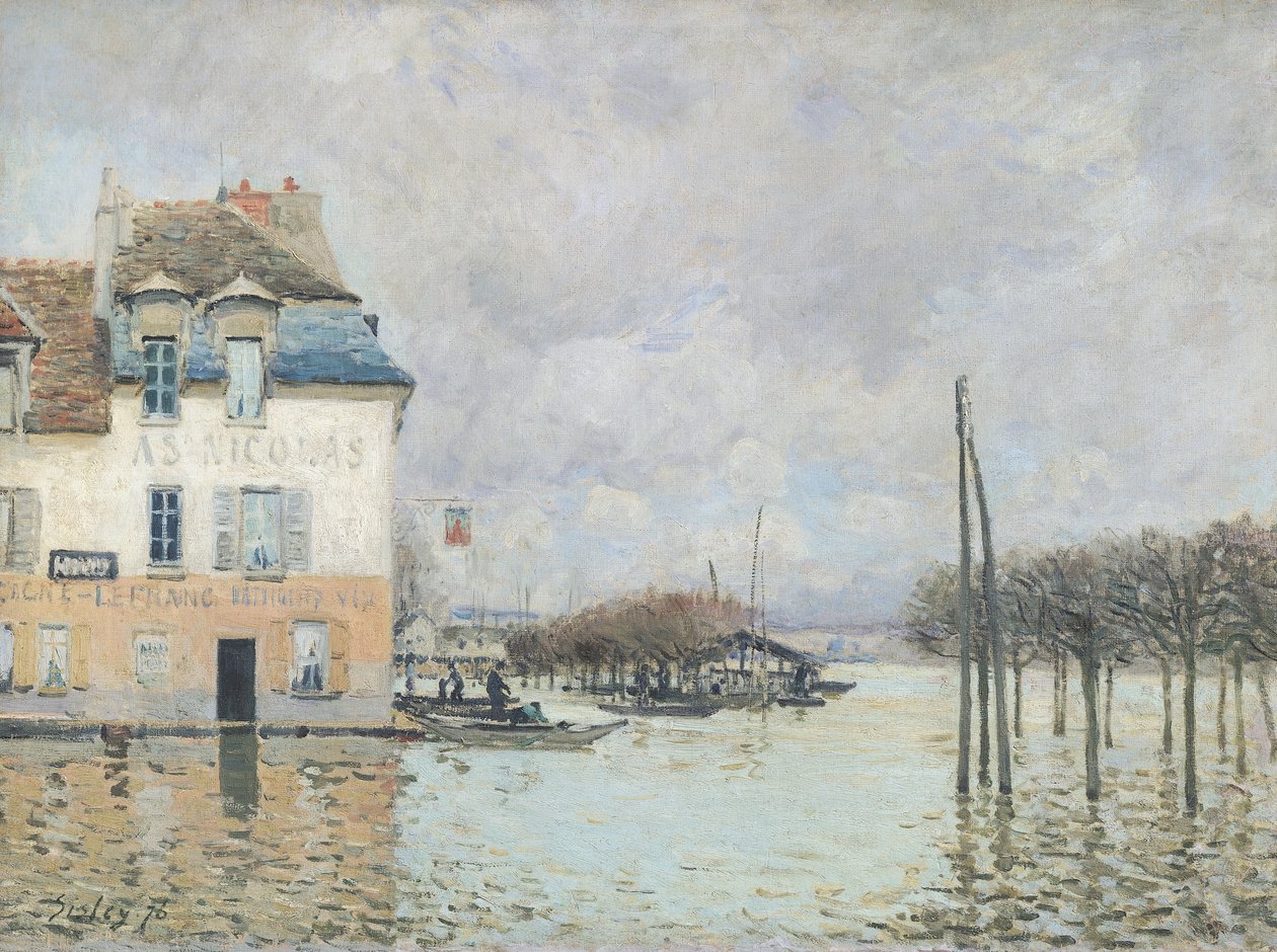 De Overstroming bij Port-Marly, 1876 door Alfred Sisley