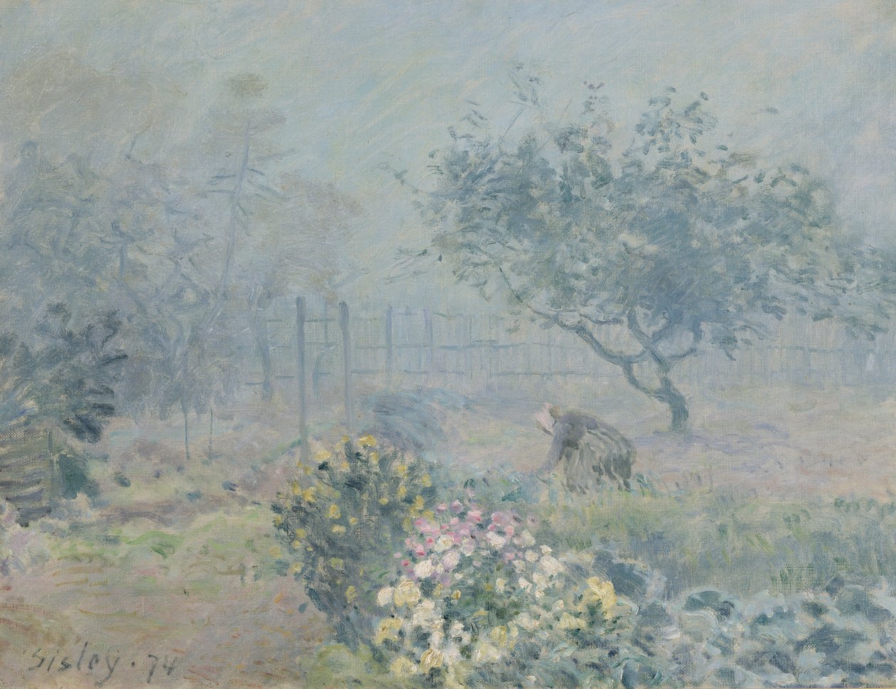 De Mist, Voisins, 1874 door Alfred Sisley