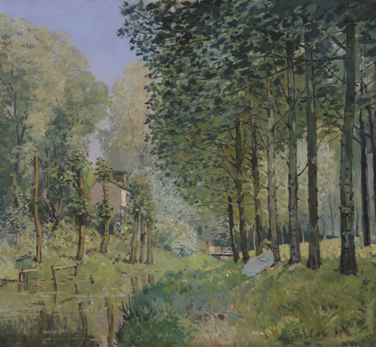 De rust bij de stroom. Rand van het bos, 1872 door Alfred Sisley