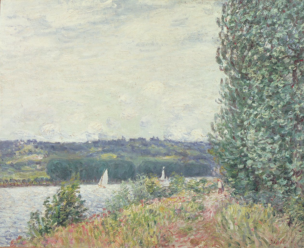 De Seine bij Bouille, een windvlaag, 1894 door Alfred Sisley