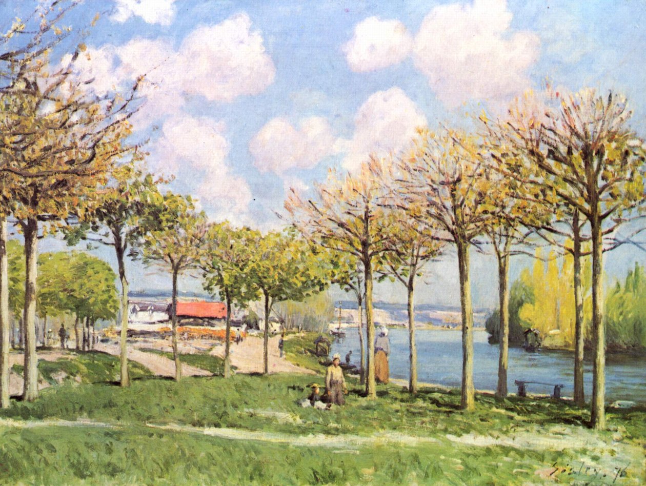 De Seine in Bougival door Alfred Sisley