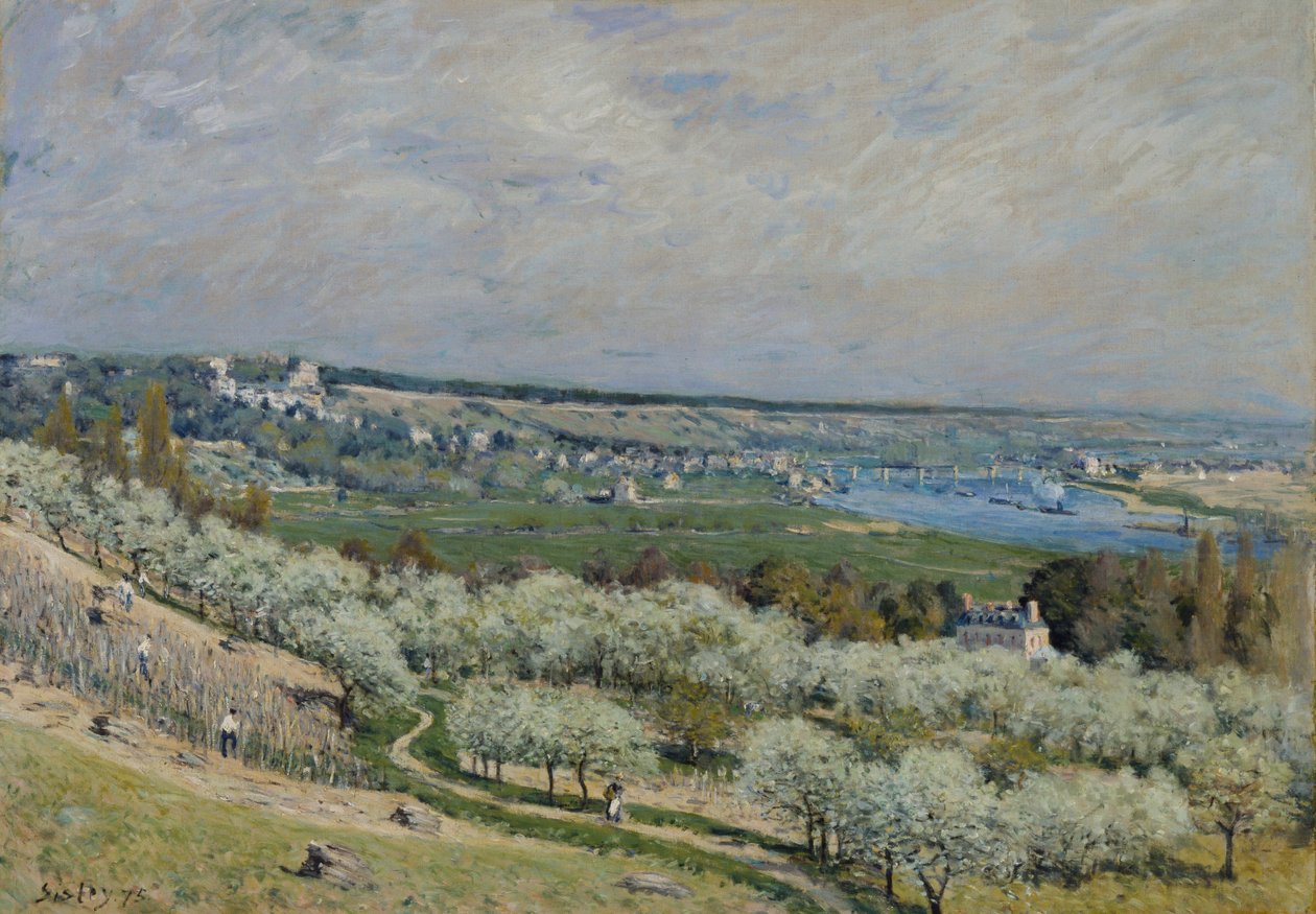 Het terras in Saint-Germain, lente door Alfred Sisley