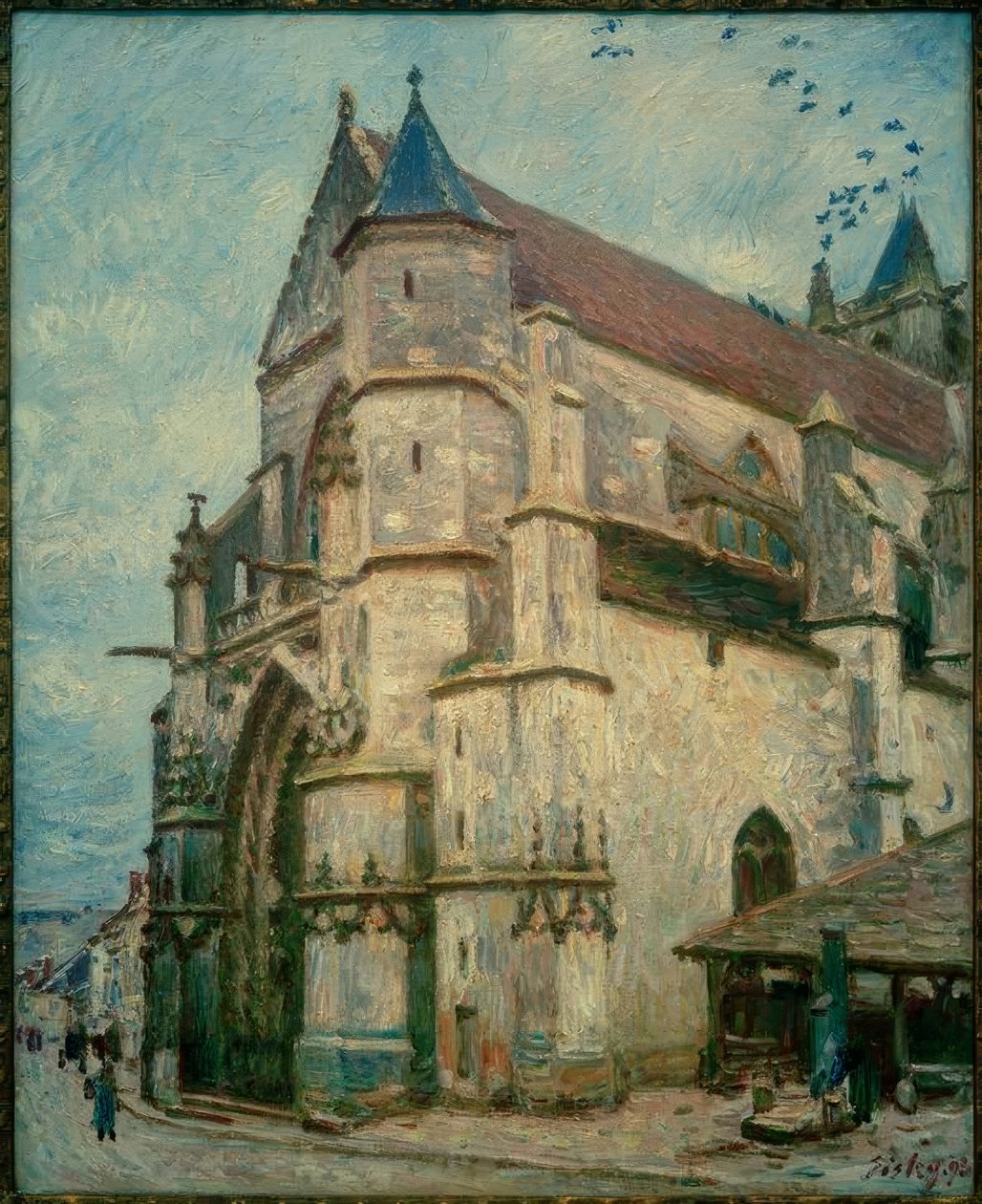 Een oude kerk, middag door Alfred Sisley