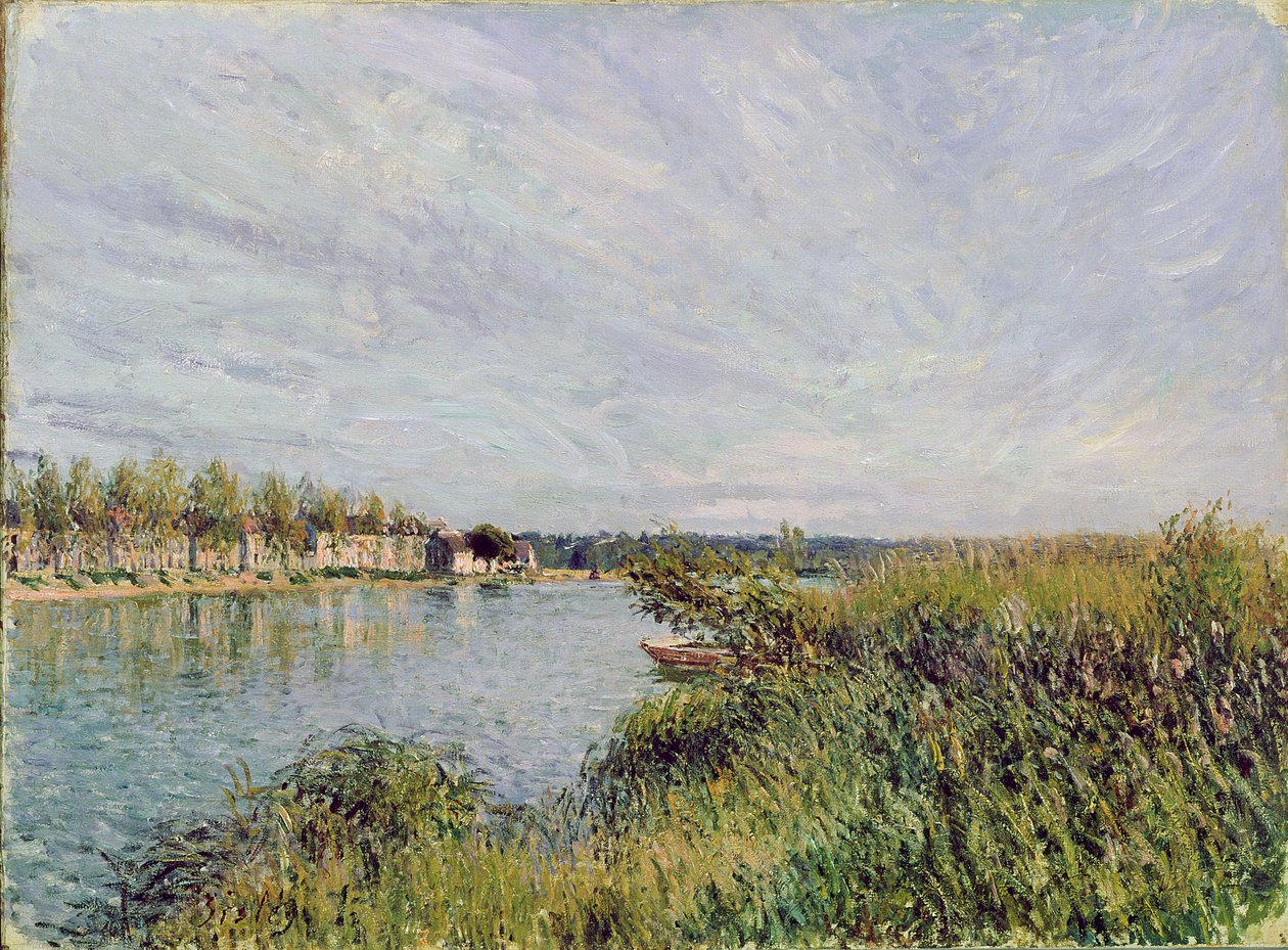 Uitzicht op Saint-Mammes, ca. 1880 door Alfred Sisley