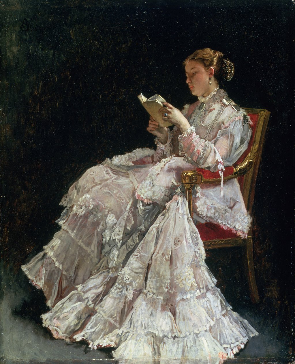 De lezer, c.1860 door Alfred Emile Stevens