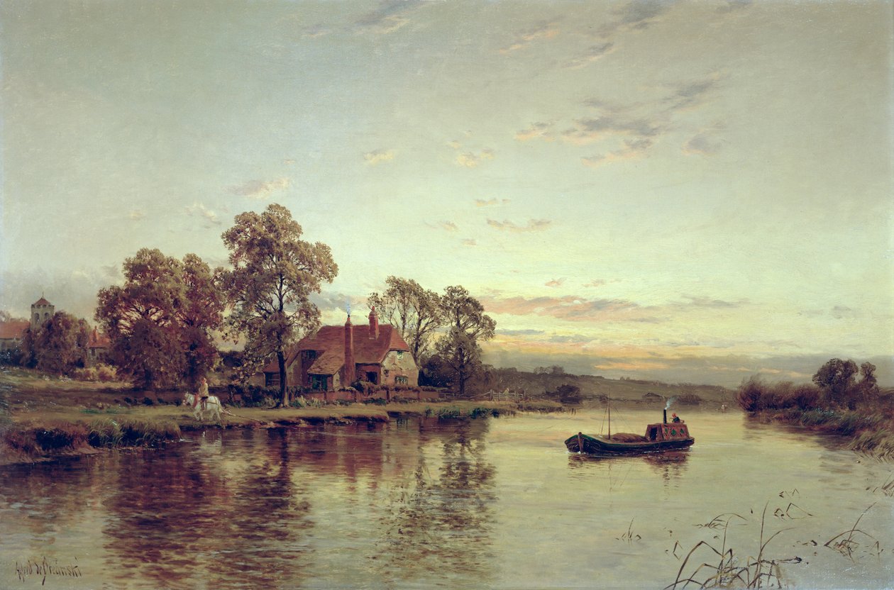 Rivierpraam in Lewisham door Alfred de Breanski