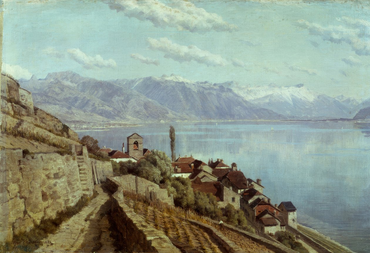 Het dorp Saint-Saphorin door Alfred Chavannes